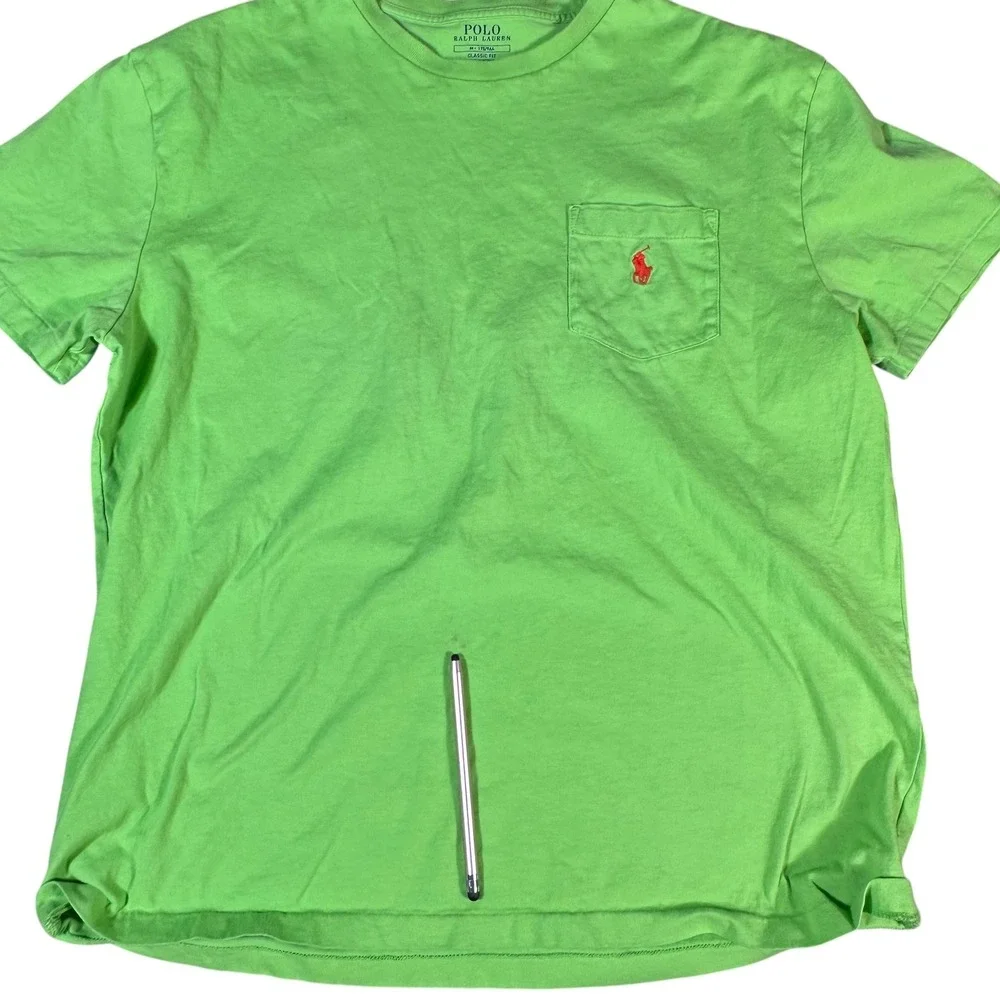 Polo Ralph Lauren Pocket T-Shirt Mens Medium Green Classic‎ Fit Pony Logo